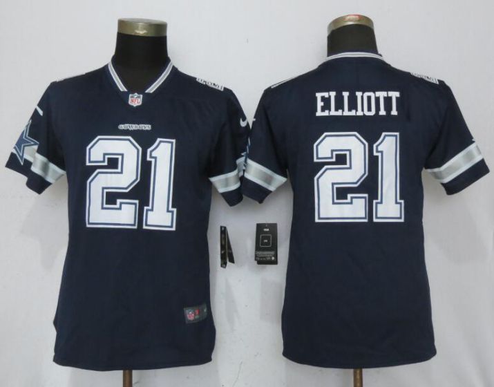 Women Dallas cowboys #21 Elliott Blue Nike Vapor Untouchable Limited NFL Jerseys